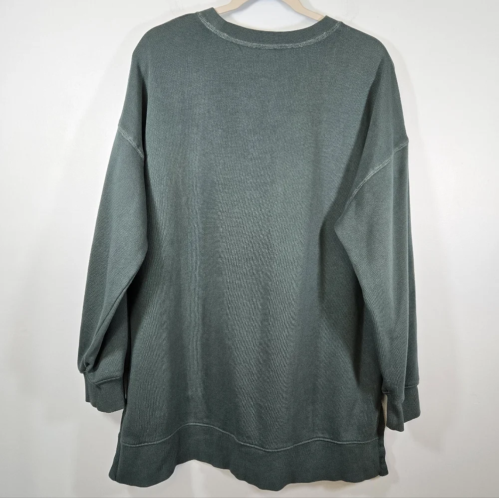 Old Navy Women’s Green Oversized Tunic Sweatshirt Size Medium Cozy Casual‎ Top
